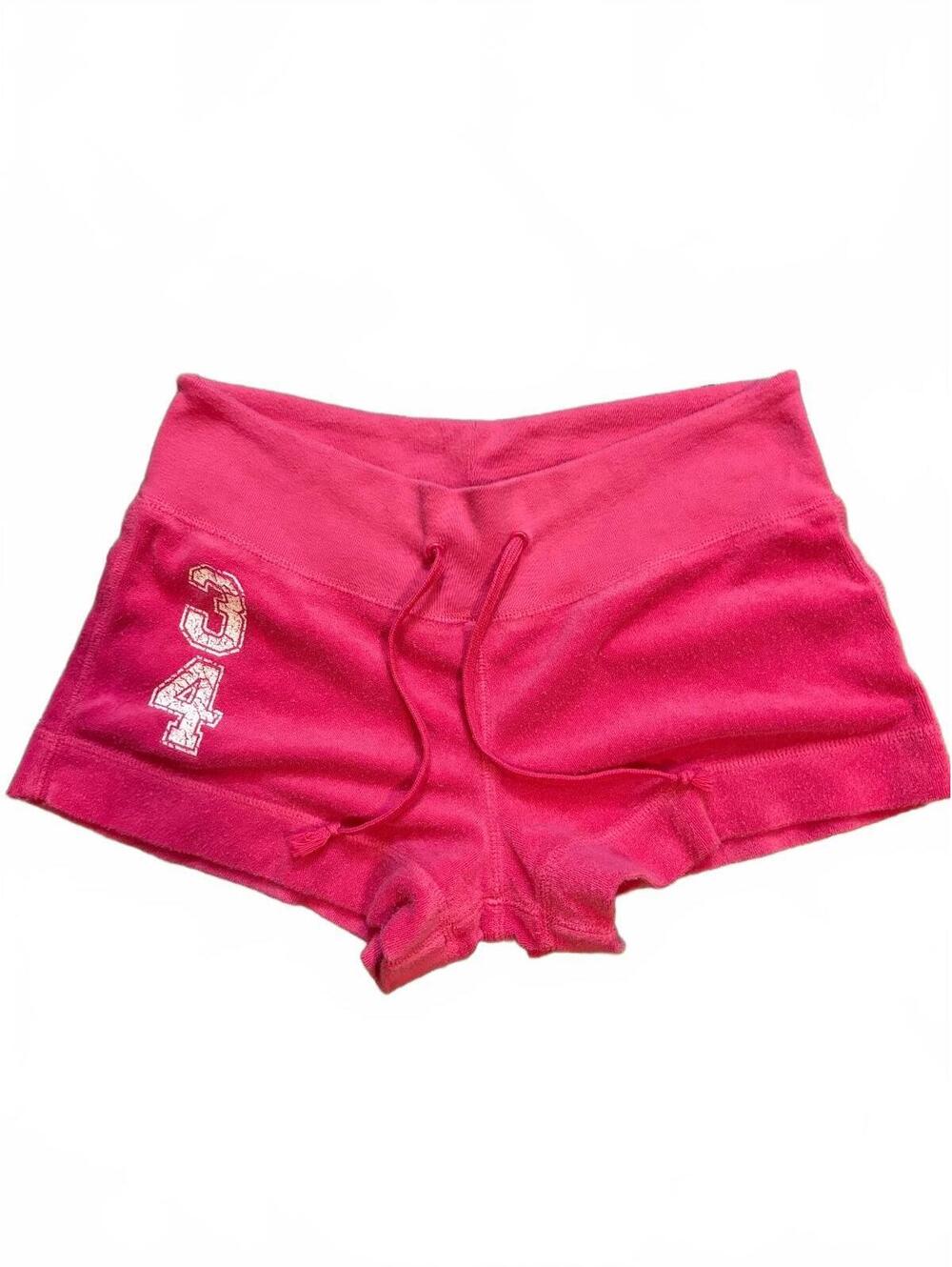 Vintage Y2K DEB Pink Terry Cloth Low Rise Short Shorts Small 34 Varsity
